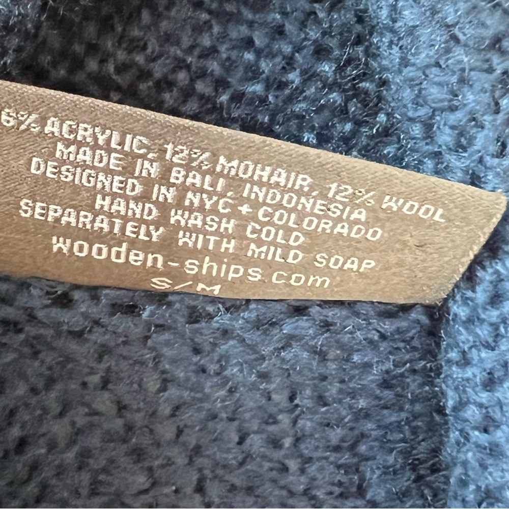 ⭐️ Anthropologie Wooden Ships Blue Wrap Open Cardigan Mohair Wool SMALL/MEDIUM - Picture 5 of 6